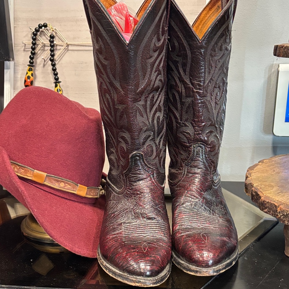 Tony Lama Maroon Cowboy Boots